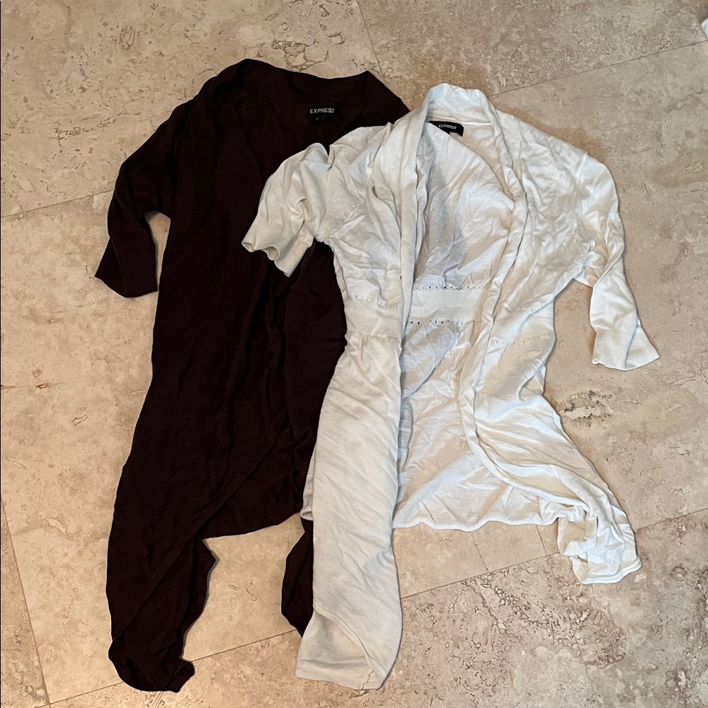 Express Dual Cardigan Set in Brown and Cream